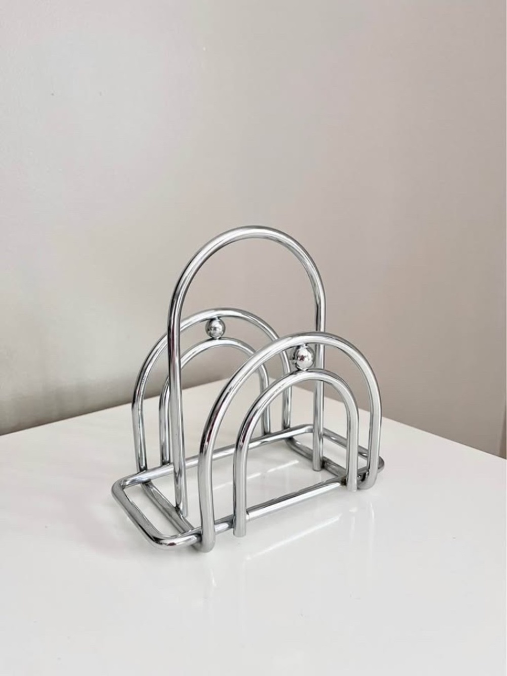 Chrome Napkin Holder Silver Tone Letter Organizer